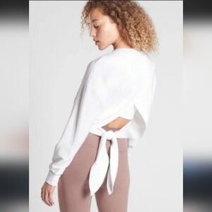 Athleta Women's Tie Back Yoga Sweater White Long Sleeve XS